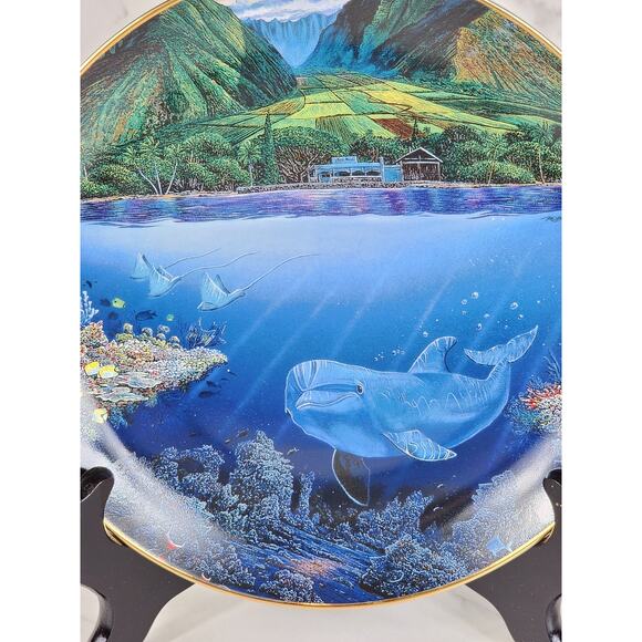 Underwater Paradise Chez Paul Dolphin Year 1991 Porcelain 8" Plate Wall Decor - Picture 2 of 14